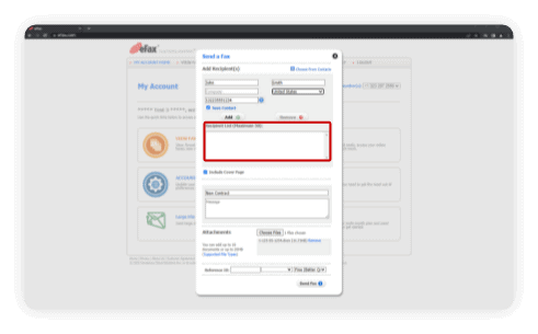 您希望eFax将送亚博足彩结算货收据发送到的收件人。如果您不这样做，eFax将把亚博足彩结算送货收据发送到您在“帐户首选项”中指定的默认发送地址
